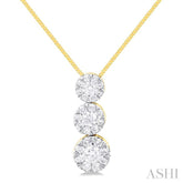 1/4 ctw Lovebright 3 stone Essential Round Cut Diamond Pendant with Chain in 14K Yellow and White Gold
